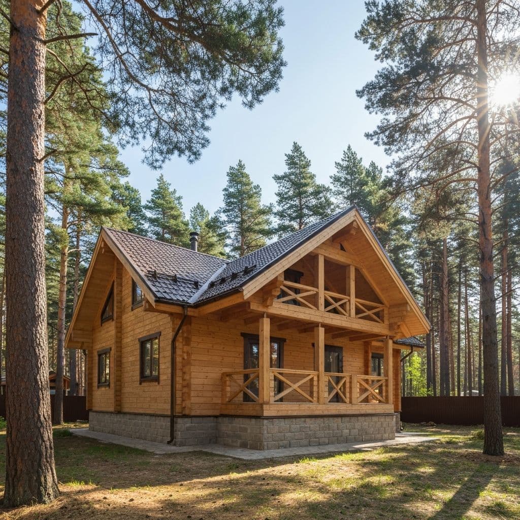 Деревянный дом из бруса и блок-хауса — строительство в Марий Эл из наших материалов